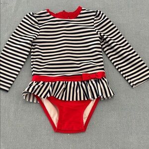 Cat & Jack Striped Rashguard with Red Bow
